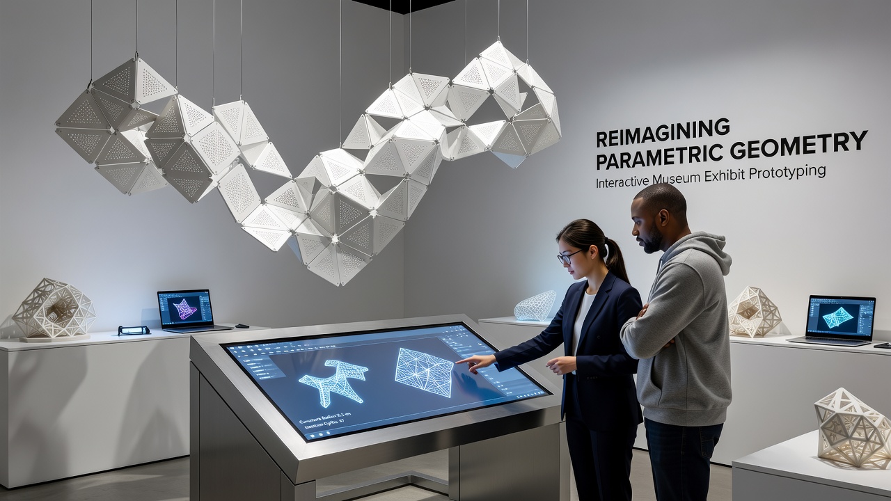 Interactive exhibit component fabricated from a parametric definition and installed in a museum gallery
